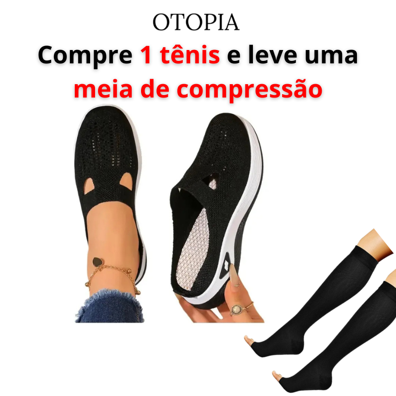 Tênis Alívio Imediato + Meias de Compressão 3/4 20-30 mmhg